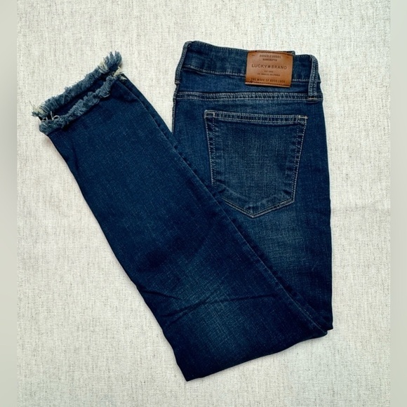 Lucky Brand Womens Denim Blue Jeans 8/29 Skinny Ankle Cheville Raw Hem Western - Picture 4 of 5